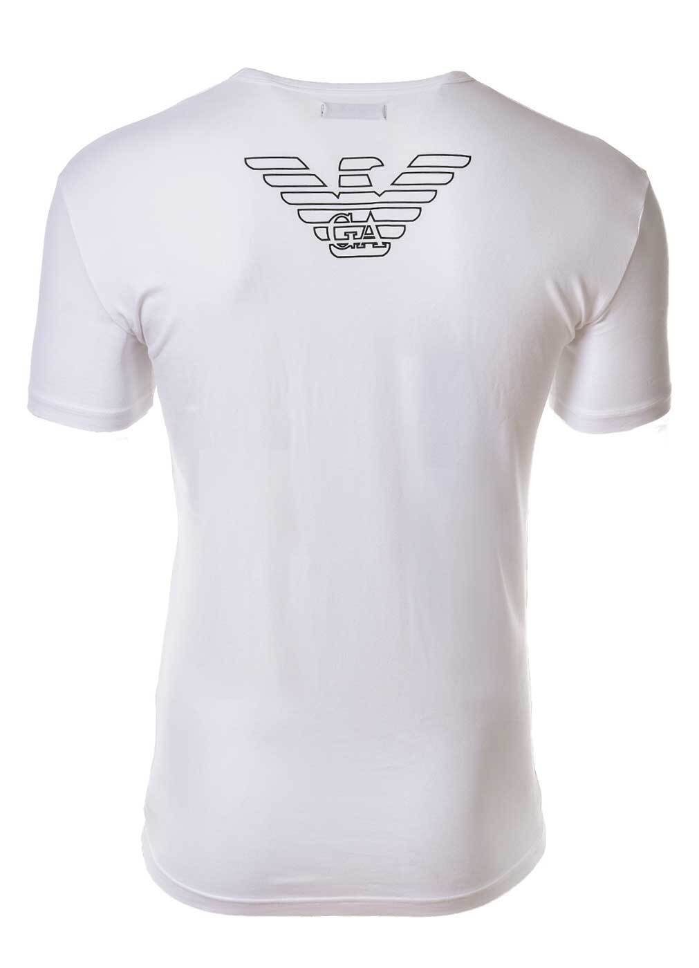 Halbarm, T-Shirt T-Shirt Weiß mit - Armani Rundhals, Emporio Shirt, Herren