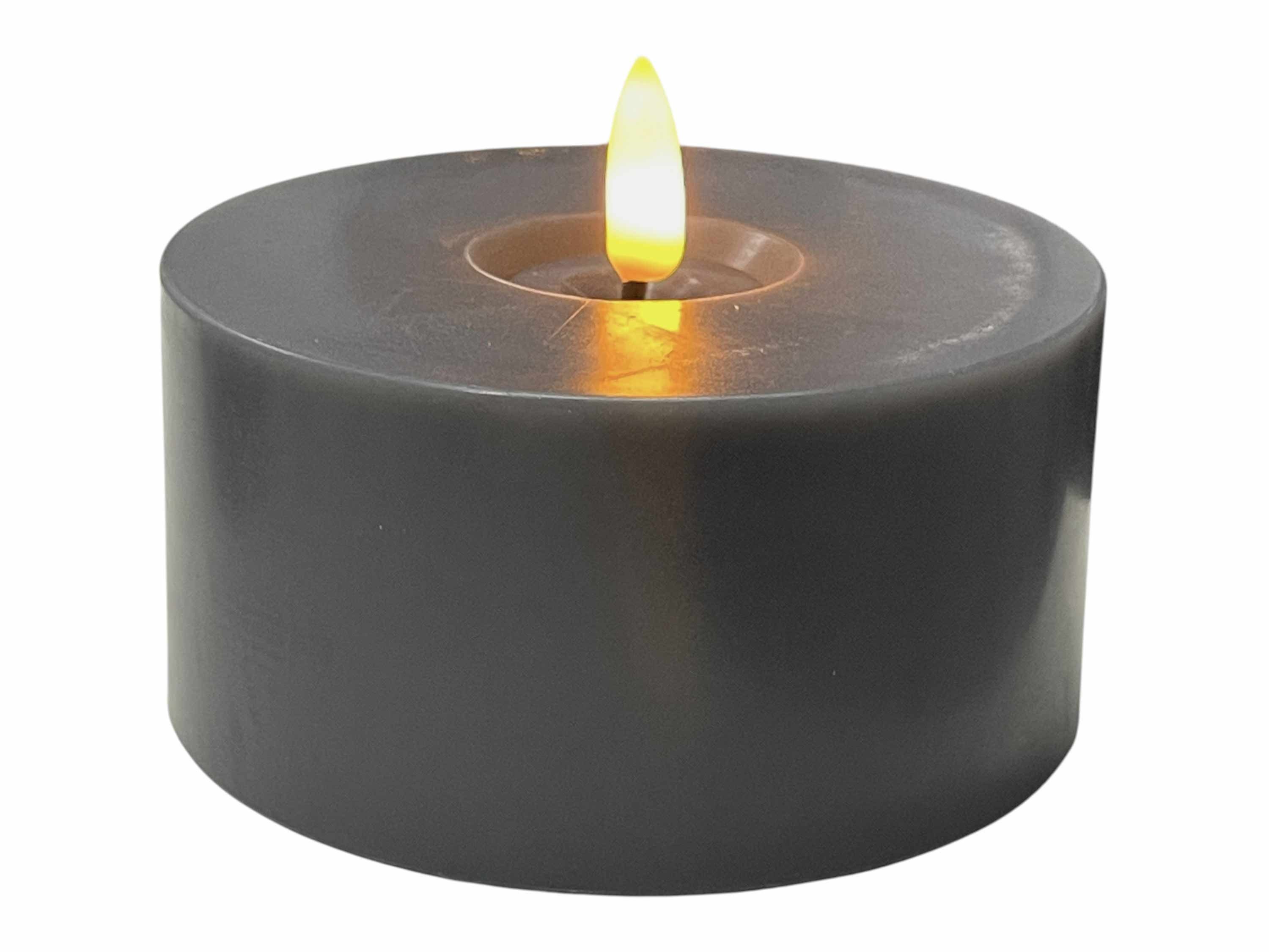 Countryfield LED-Kerze (1-tlg), Teelicht Outdoor XXL grau 3D-Flamme 6/18h Timer