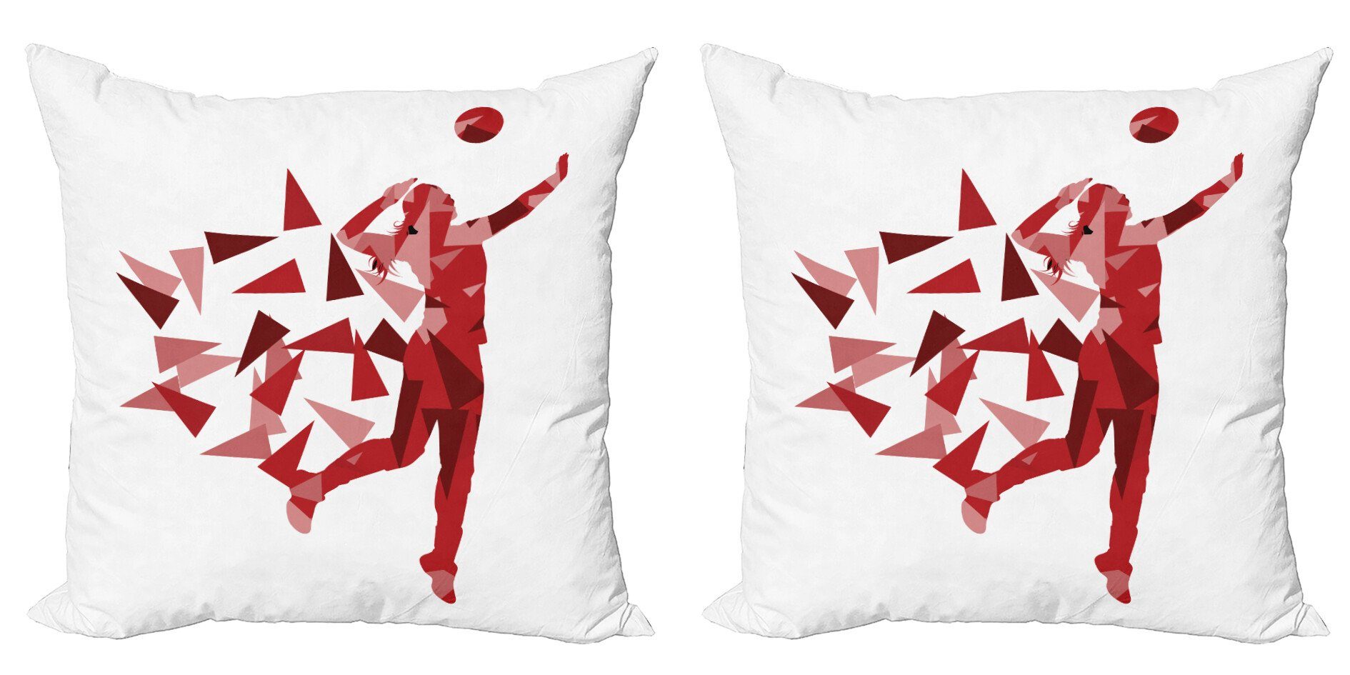 Kissenbezüge Modern Accent Doppelseitiger Digitaldruck, Abakuhaus (2 Stück), Volleyball Frau Triangular Motive