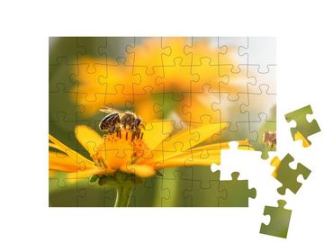 puzzleYOU Puzzle Nahaufnahme: Biene und Blume, 48 Puzzleteile, puzzleYOU-Kollektionen Bienen