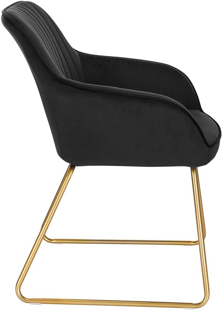 Netzsicher! Woltu Esszimmerstuhl (2 Metall aus Gold St), schwarz Beine Samt, aus Sitzfläche