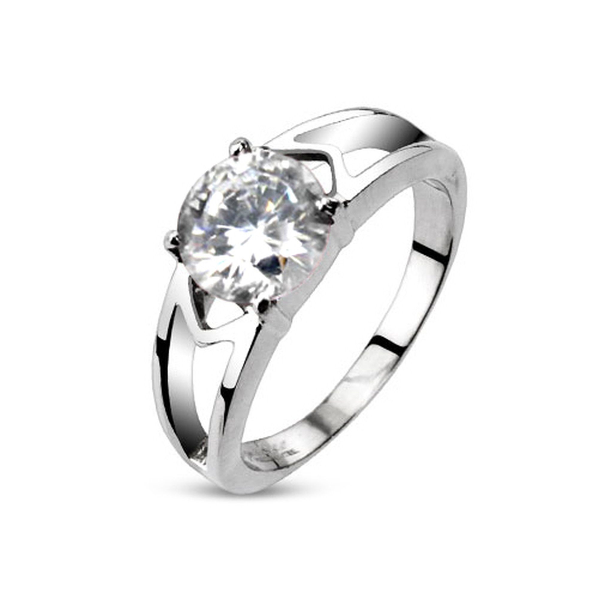 Taffstyle Fingerring Damen Ring Verlobungsring Zirkonia in Diamant Form, Edelstahl poliert Solitär Stein in Diamant Form Damenring Trauring