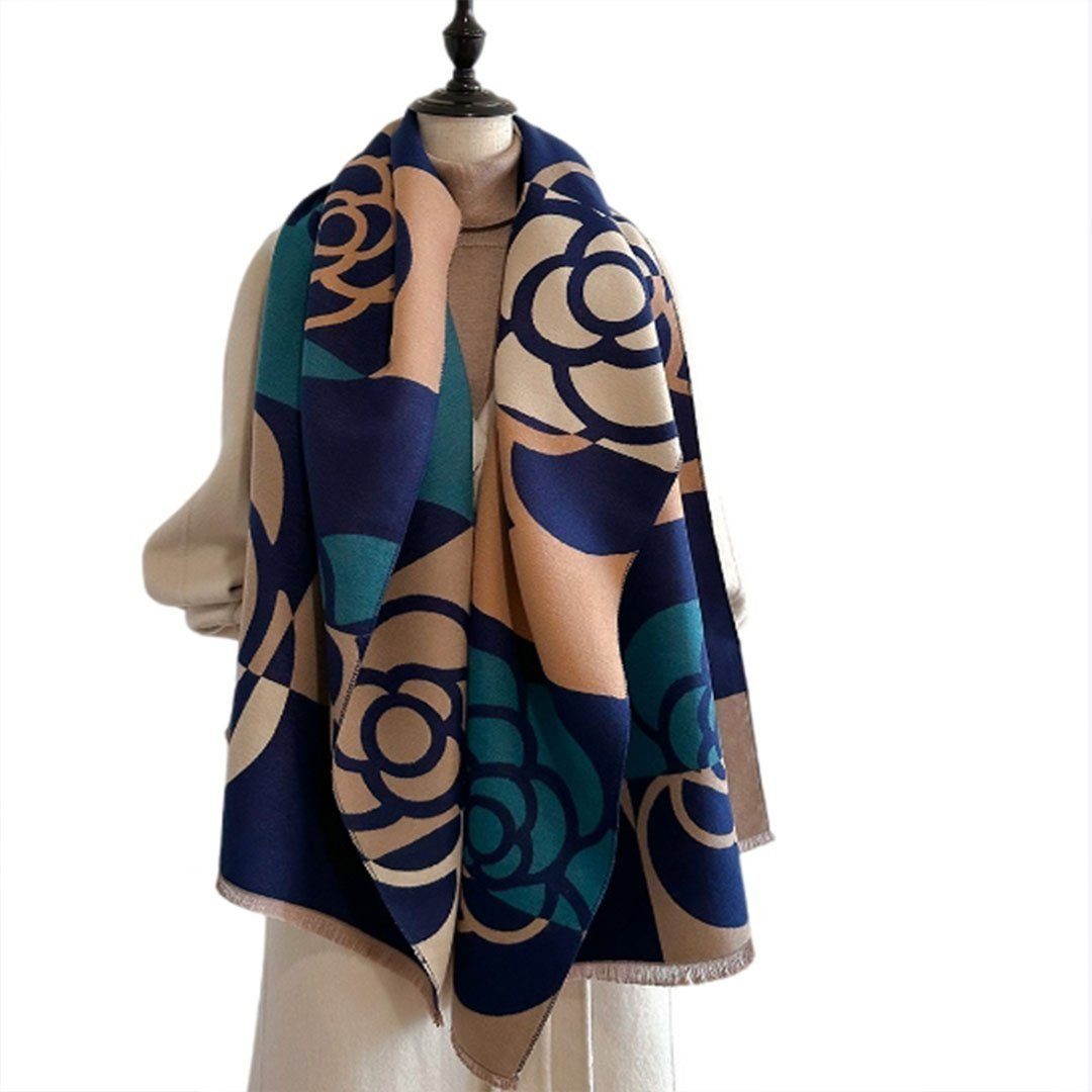 AUKUU Schal Halstuch Damenschal beidseitig als warmer Schal verwendbar, (vielseitiger Schal, Beidseitig tragbar) blau