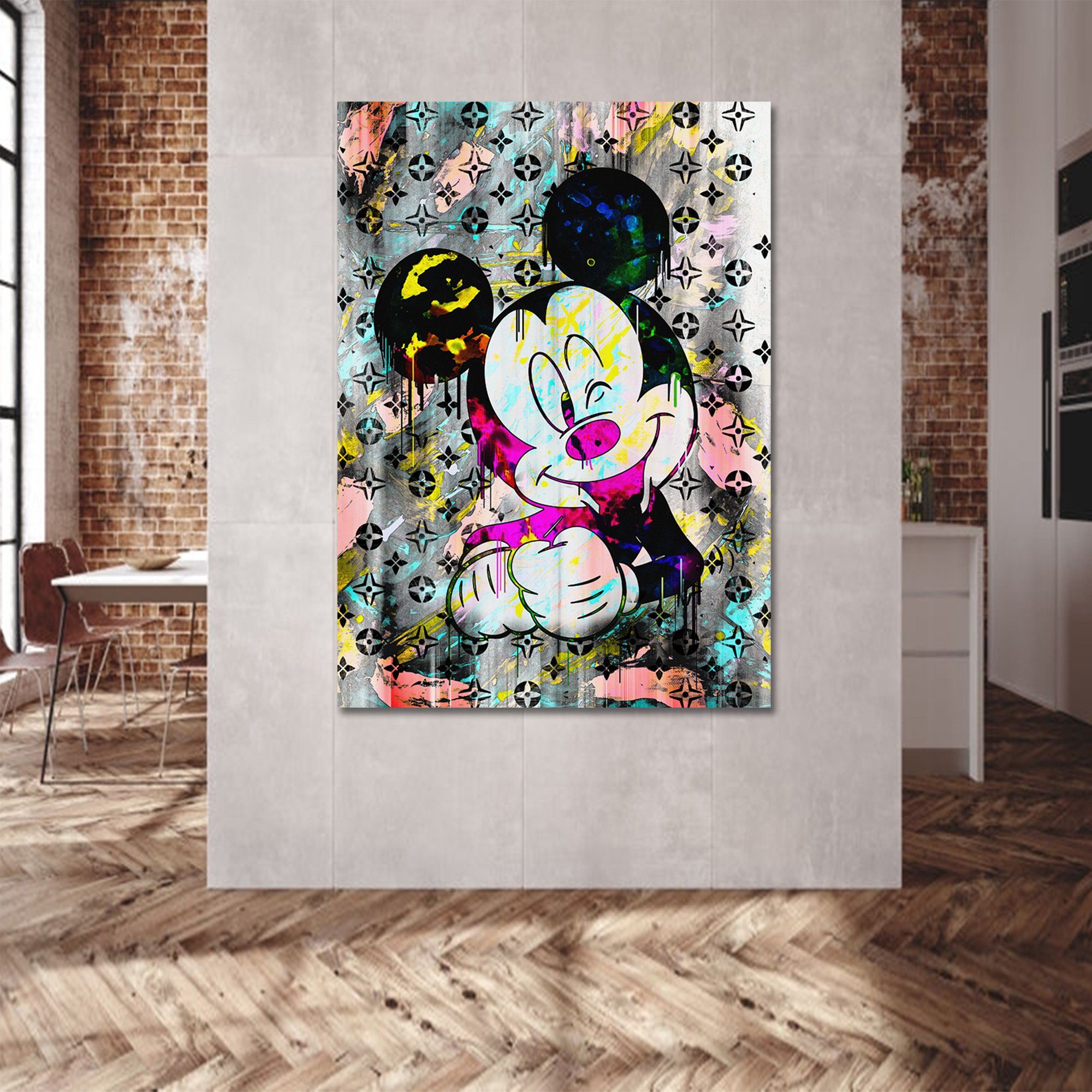 Happy, Wall in Wandbilder Poster Bild, Leinwand Größen, gerahmte Canva Art, Be Micky Premium als ArtMind & XXL-Wandbild 4