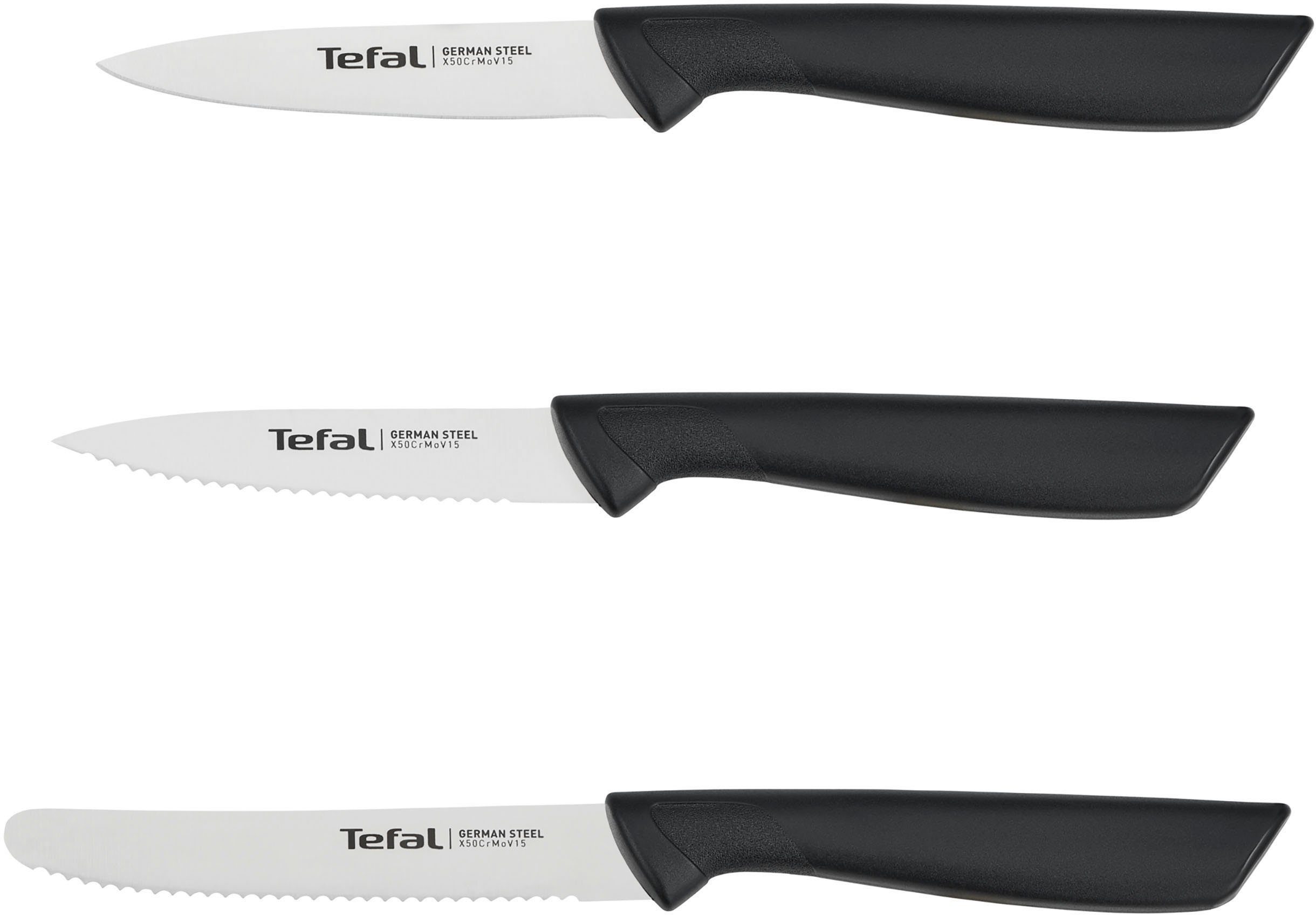 Tefal Messer-Set K2733S Colorfood (Set, 3-tlg), Edelstahl, korrosionsbeständig, ergonomisch, sicher