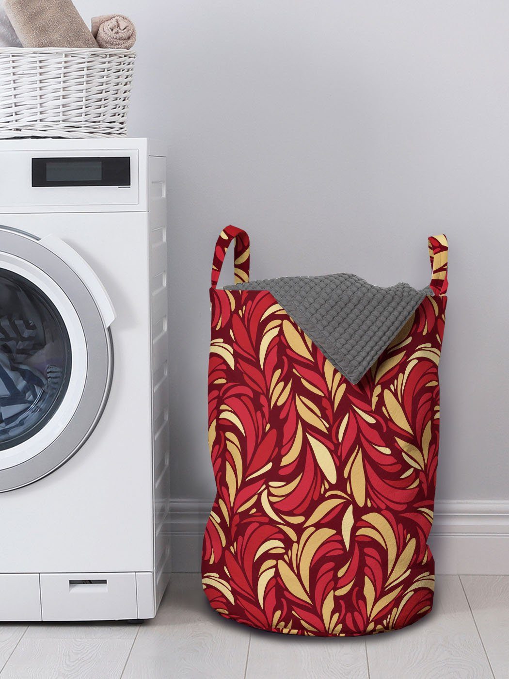 Griffen Kordelzugverschluss Blätter Wäschesäckchen Wäschekorb Waschsalons, Abakuhaus für mit Farbiges Laub Muster
