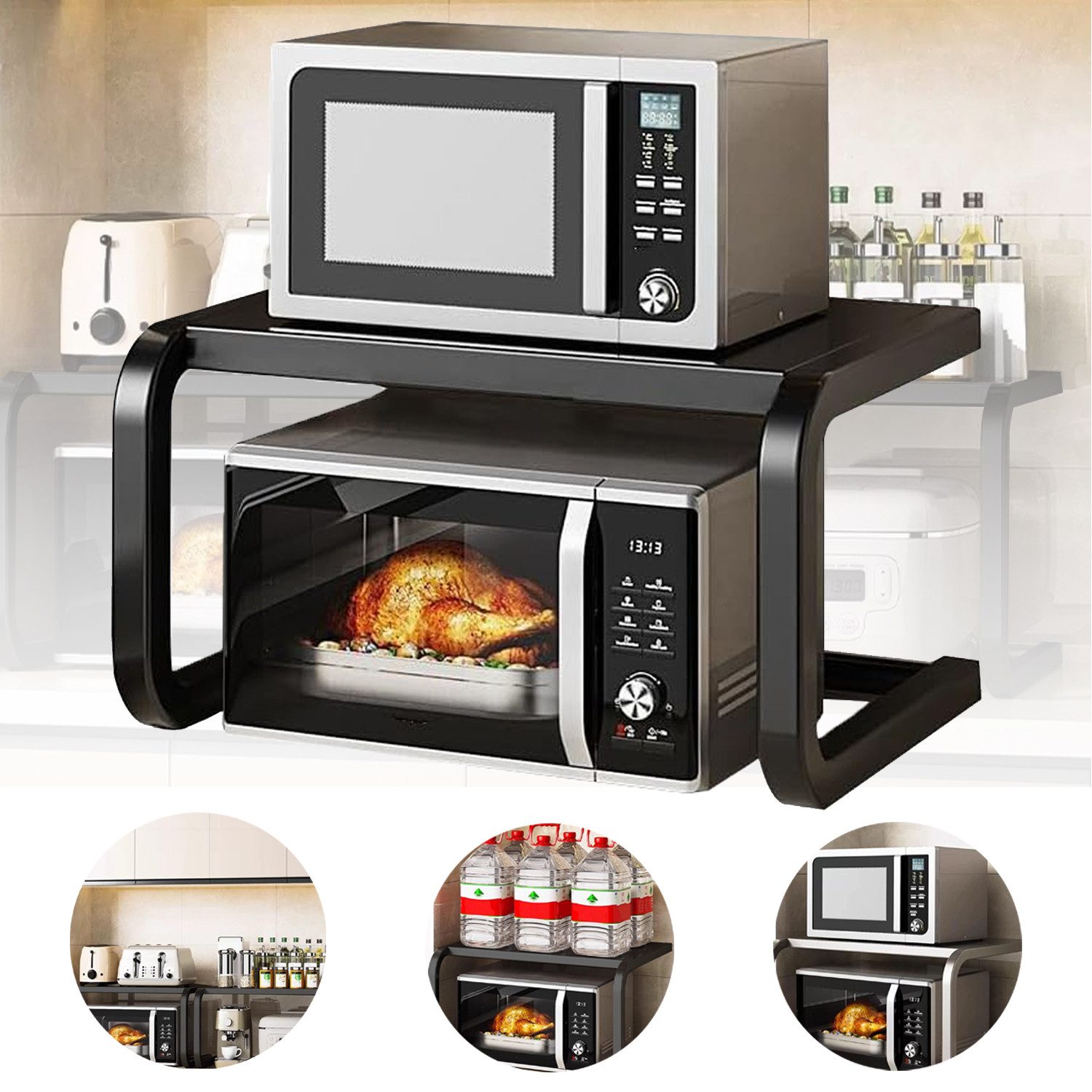 OKWISH Küchenregal Mikrowellenregal Küchen Standregal 2 stöckig, 59×35×35 c günstig online kaufen