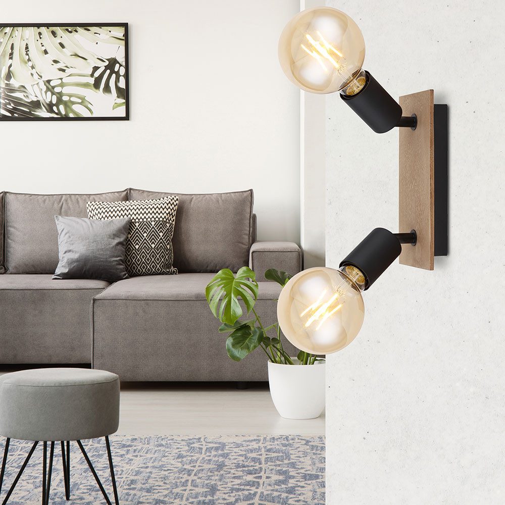 GLOBO LIGHTING Deckenleuchte, Leuchtmittel nicht inklusive, Deckenleuchte Lampe Spot Holzlampe 2 Flammig