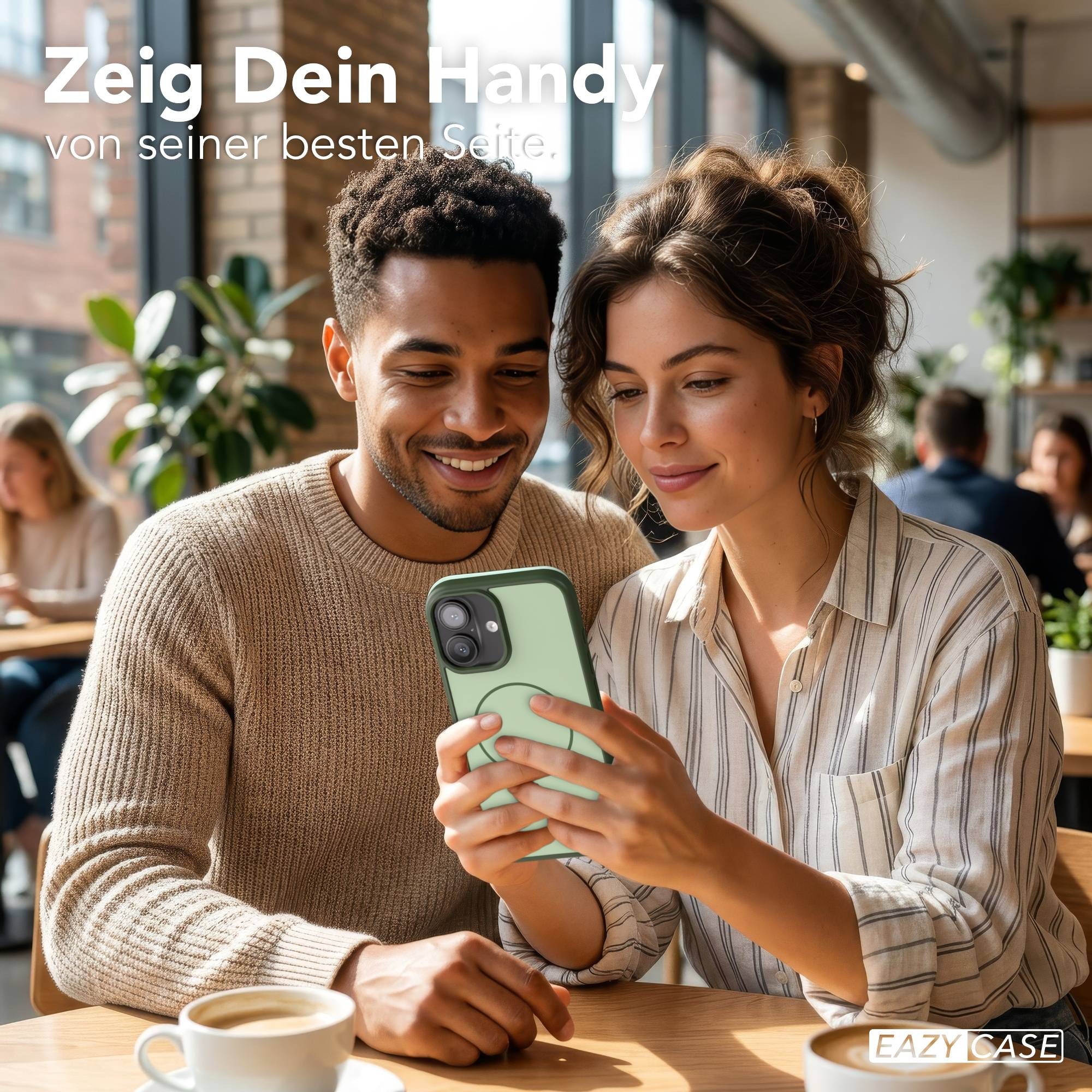 EAZY CASE Handyhülle Slim Outdoor MagSafe Case für Apple iPhone 16 6,1 Zoll, Outdoor Case mit Magnetring & sicherem Halt in Dunkelgrün