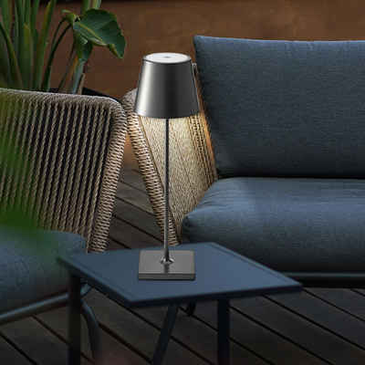SIGOR Außen-Tischleuchte, LED-Leuchtmittel fest verbaut, Warmweiß, Außenleuchte Tischleuchte schwarz LED