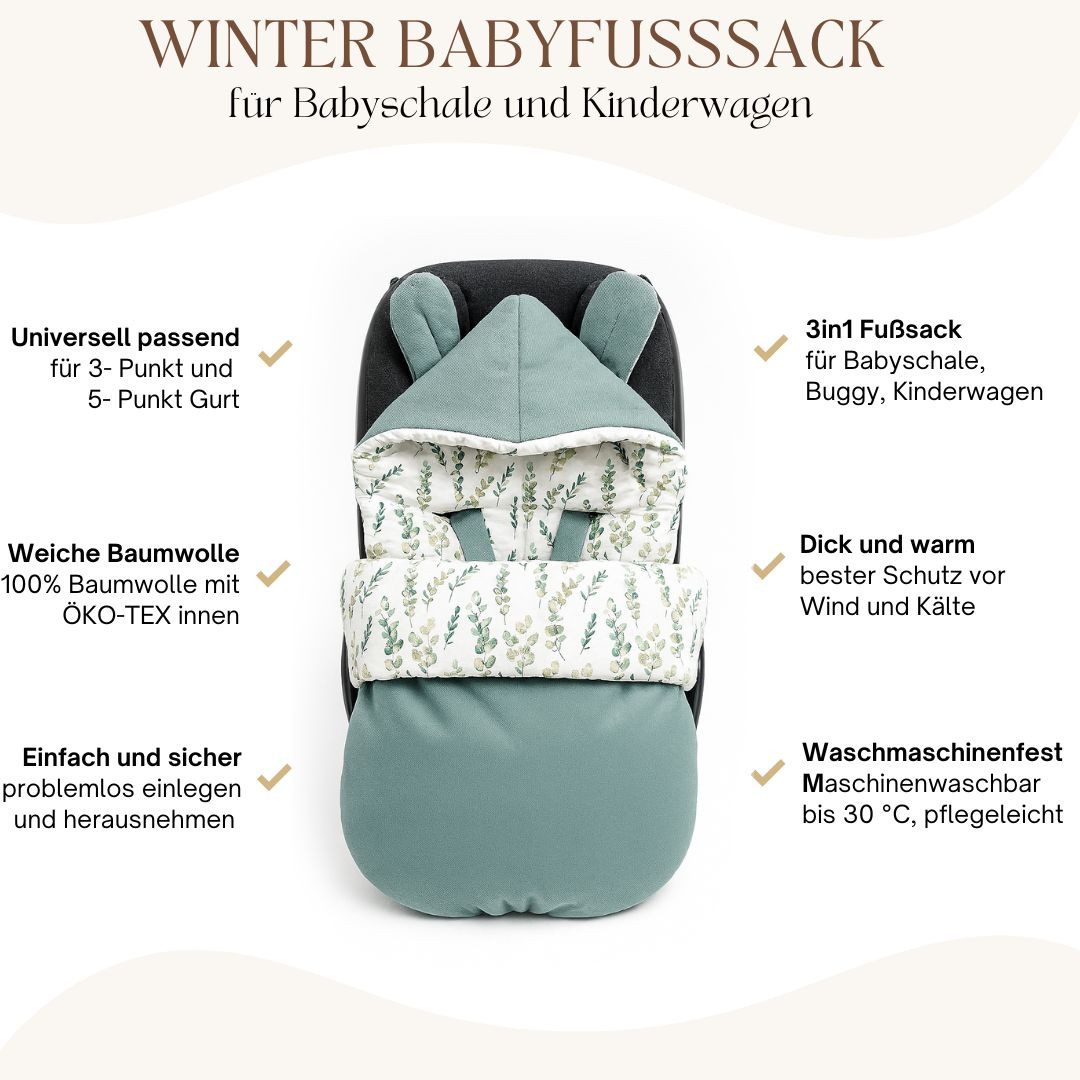 BABEES Fußsack Fußsack BABYFUßSACK für Babyschale Frühling Übergang warm mit Füllung, Einschlagdecke Fußsack Universal Baby GANZJÄHRIG