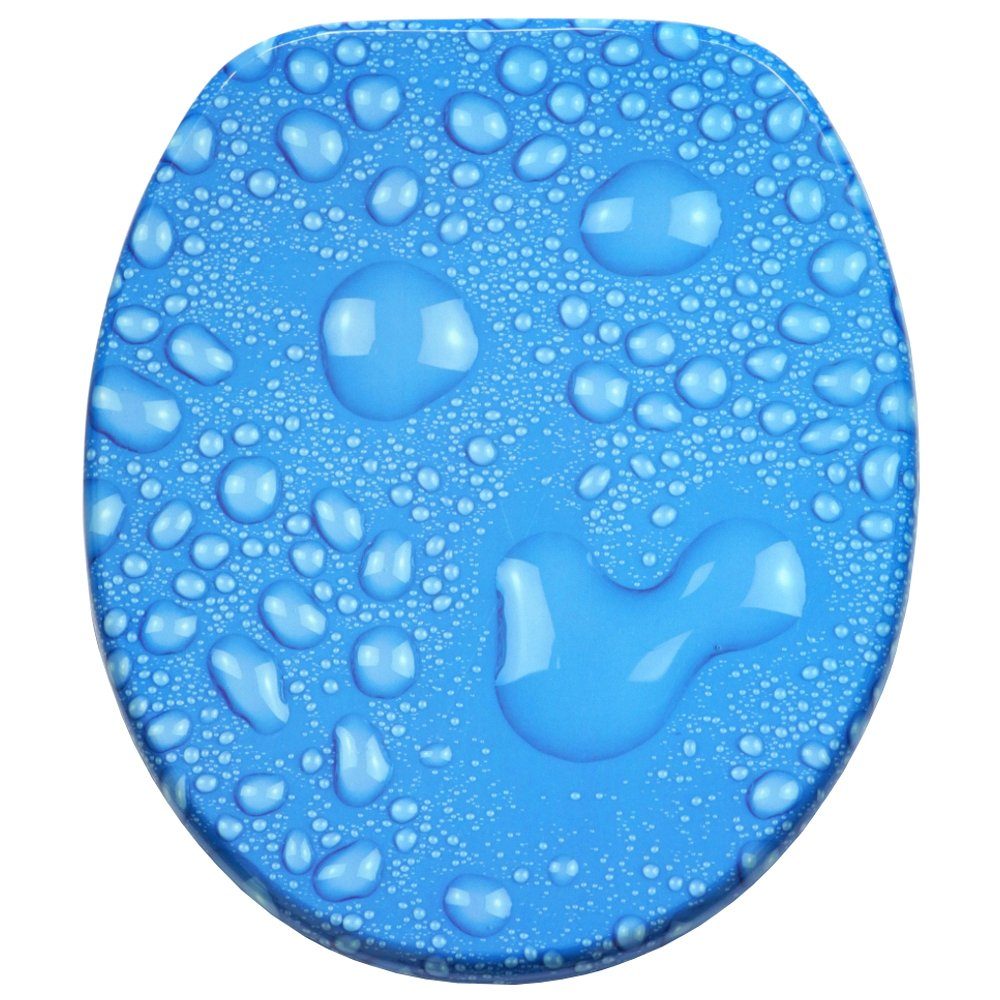 Sanilo WC-Sitz Tautropfen Blau mit Absenkautomatik, Toilettendeckel vom Hersteller, hochwertig & moderner Klodeckel mit Motiv, universell, leichte Montage