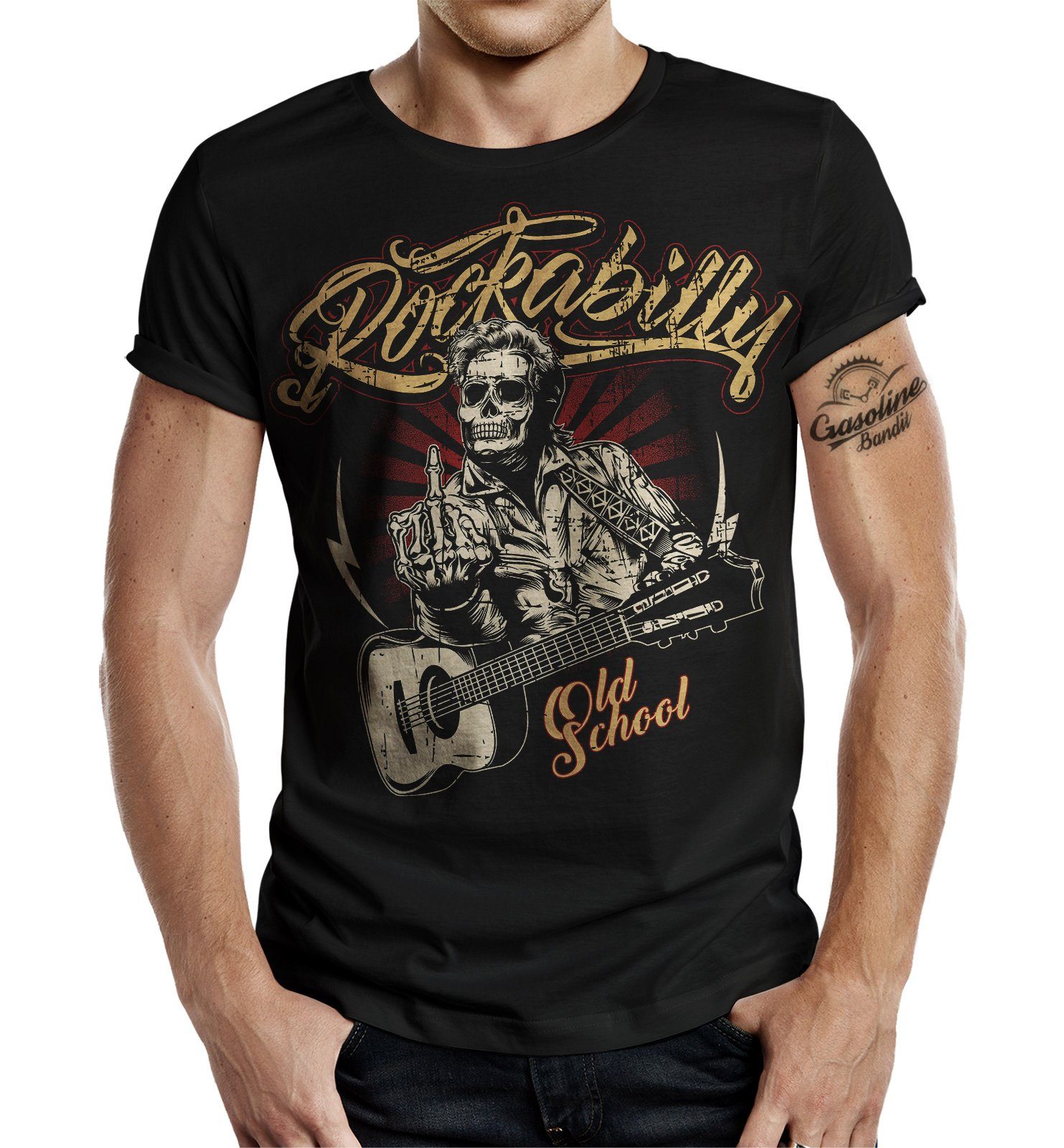 Times Style: BANDIT® Shool GASOLINE im Old T-Shirt Roll Rock'n Rockabilly Good