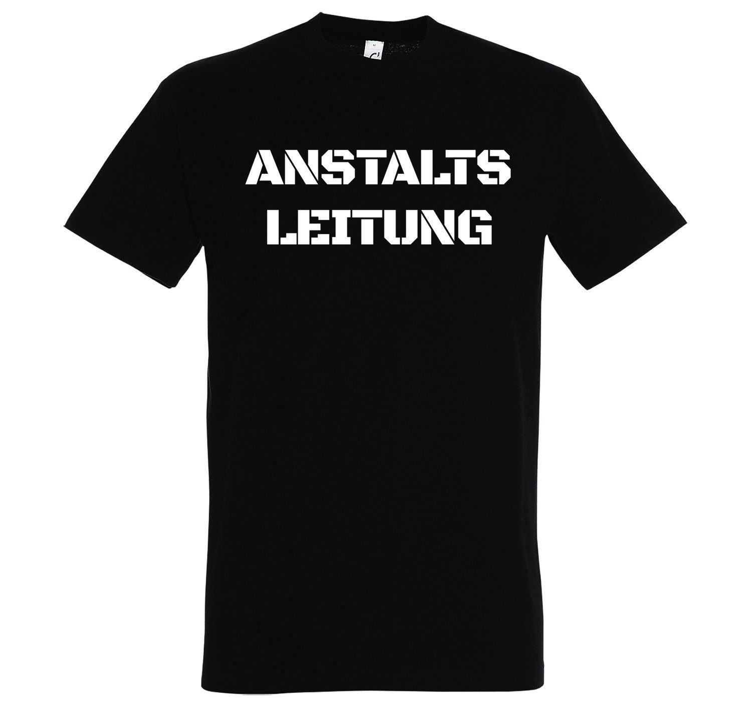 Schwarz T-Shirt lustigem Herren Youth T-Shirt Frontprint Designz mit ANSTALTSLEITUNG
