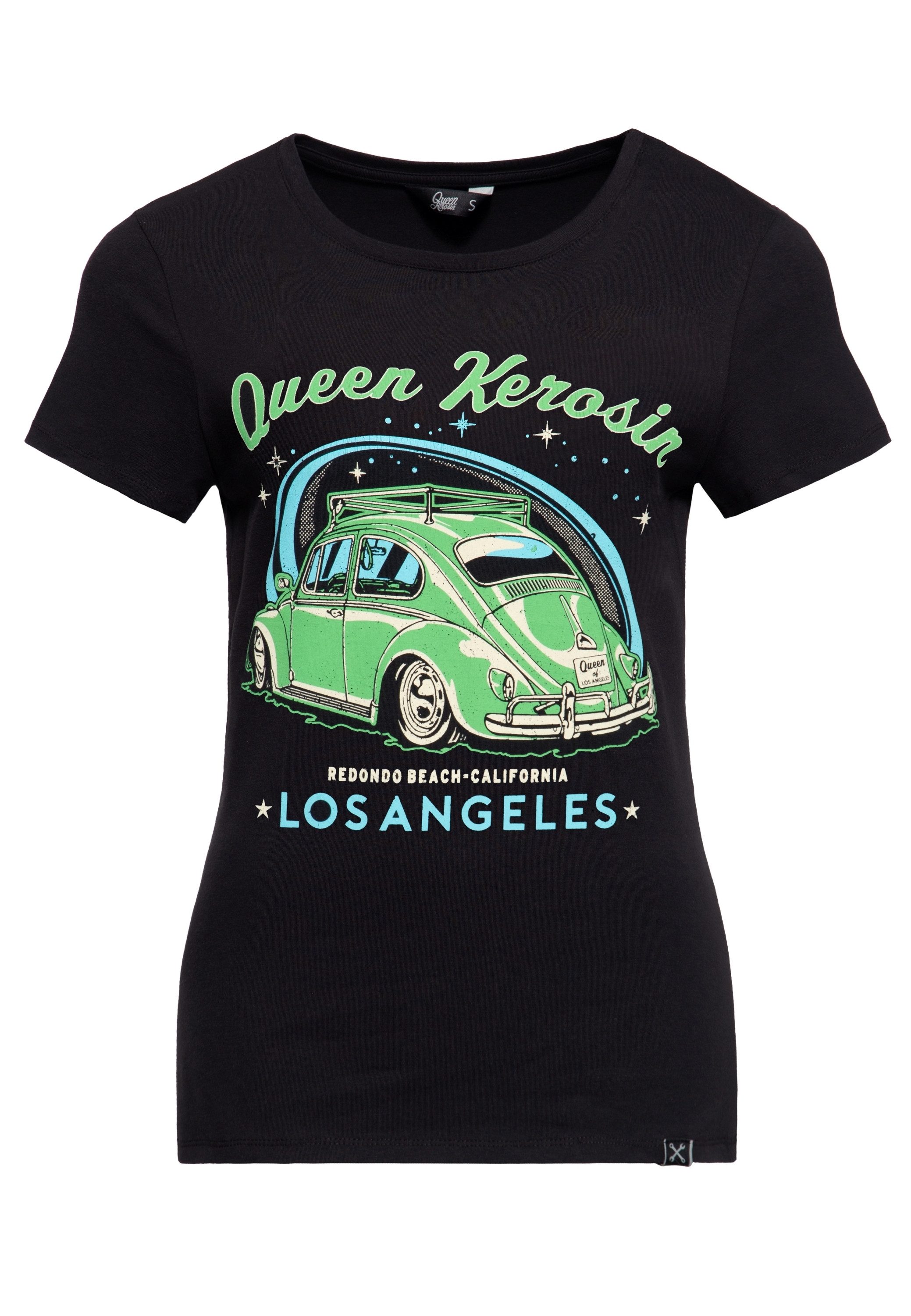 QueenKerosin Print-Shirt Los Angeles (1-tlg) mit Oldtimer-Print