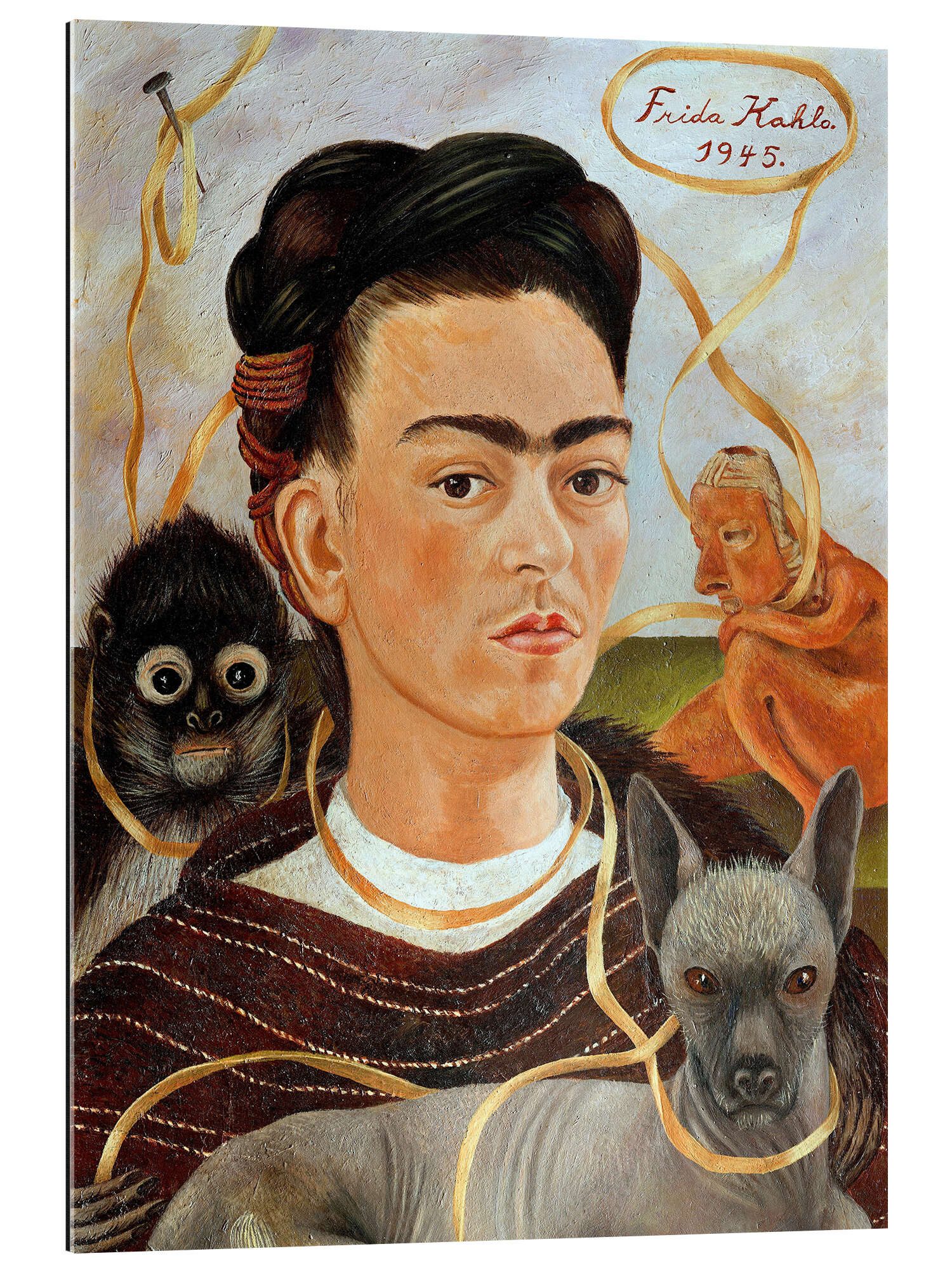 Posterlounge Wandbild Selbstbildnis mit Äffchen, 1945, Frida Kahlo, erhältlich als Poster, Leinwandbild, Wandsticker oder Acrylglasbild