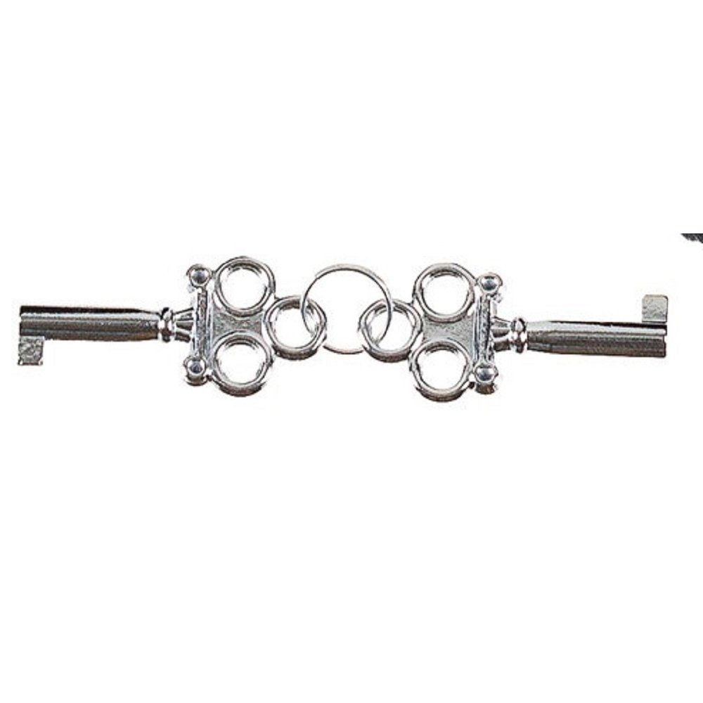 MFH Polizei-Kostüm Handschellen, mit 2 Schlüssel, chrom, Fellüberzug in schwarz