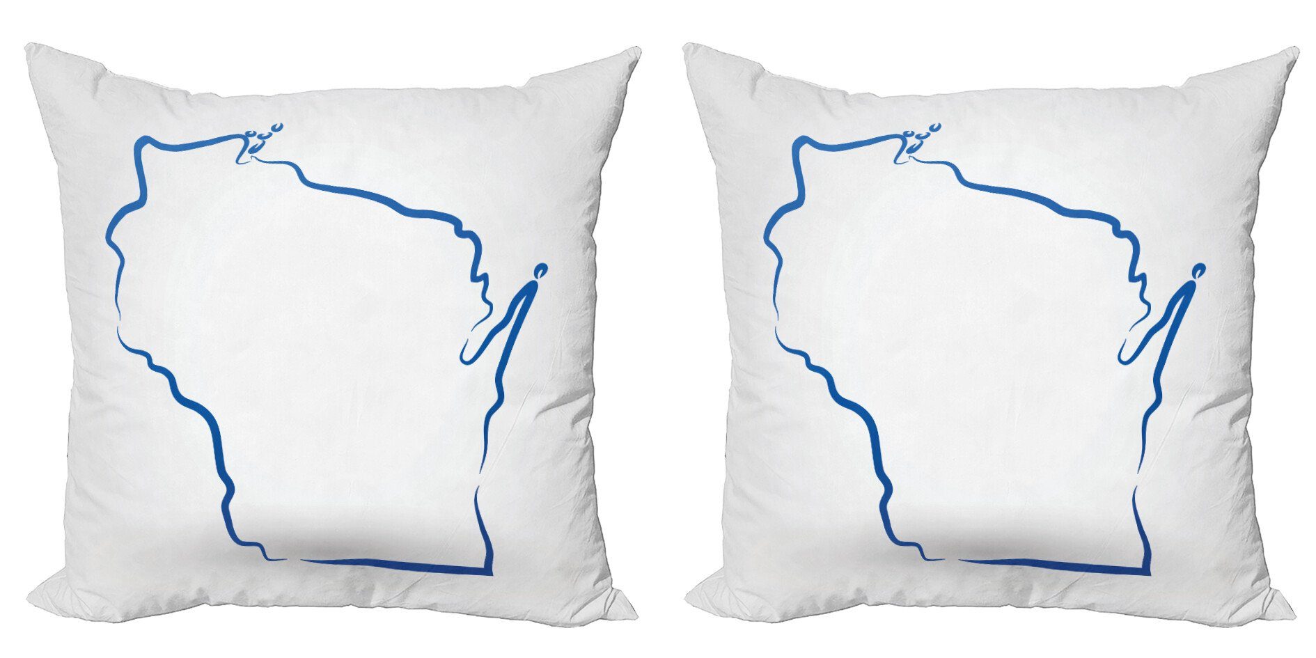 Kissenbezüge Modern Accent Doppelseitiger Digitaldruck, Abakuhaus (2 Stück), Wisconsin Einfaches Badger State Map | Kissenbezüge