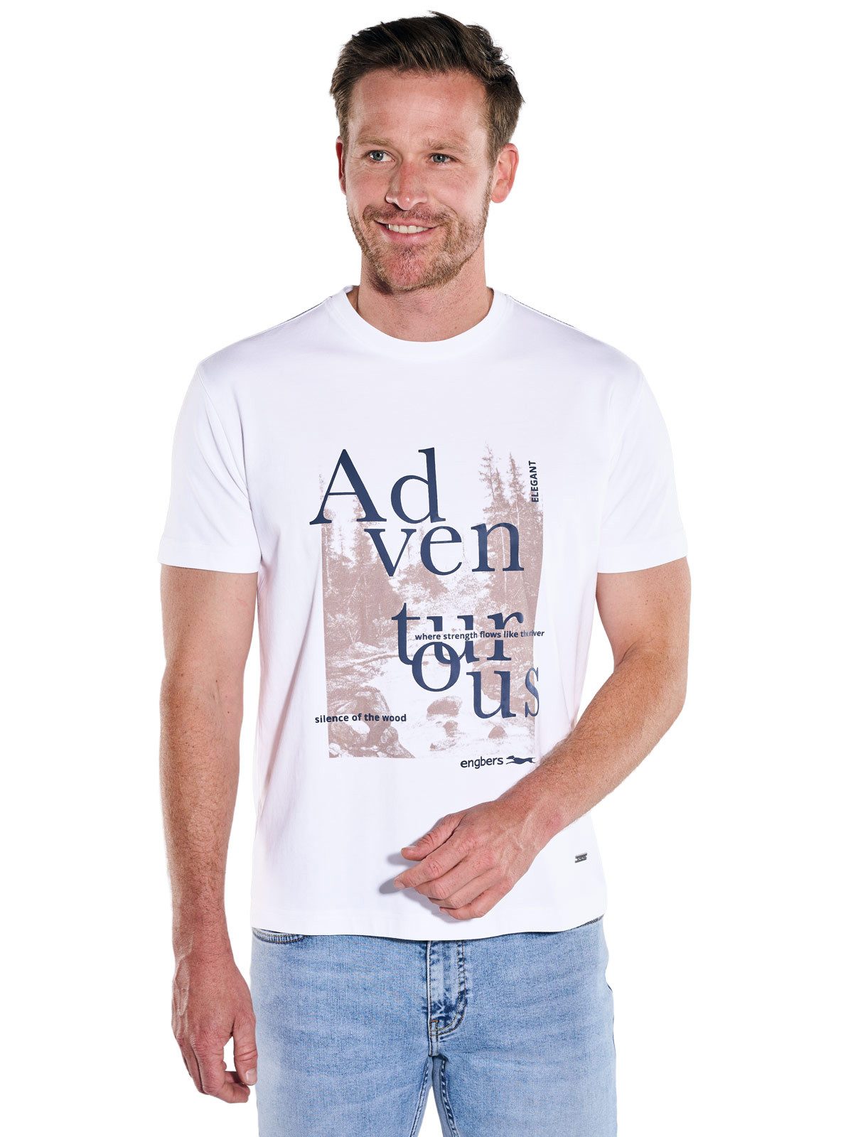 Engbers T-Shirt Herren Print T-Shirt, Reinweiss