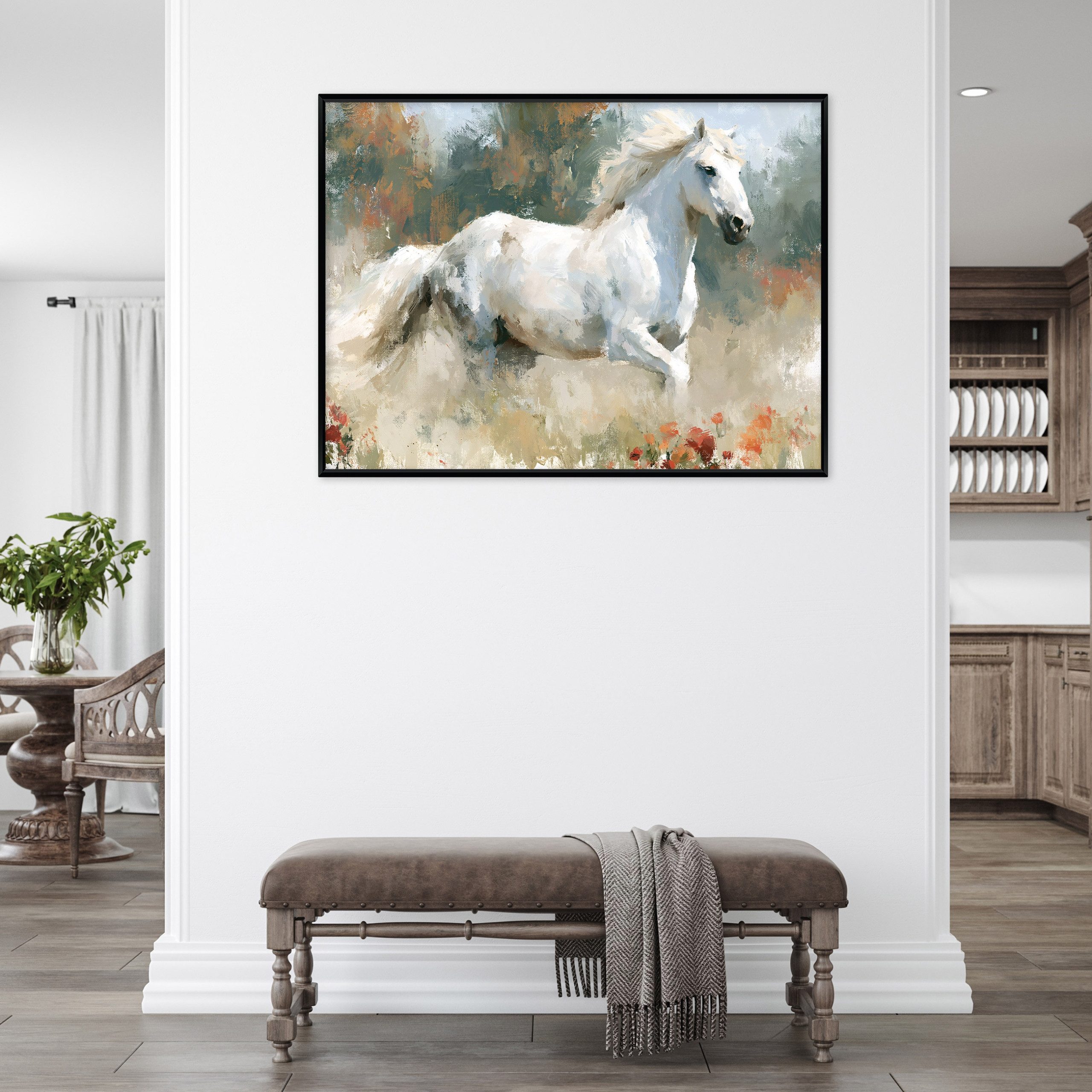 Wallarena Leinwandbild Pferd gerahmt UV-beständig Schlafzimmer Wohnzimmer 40x30 cm, Pferd, 40 x 30 cm