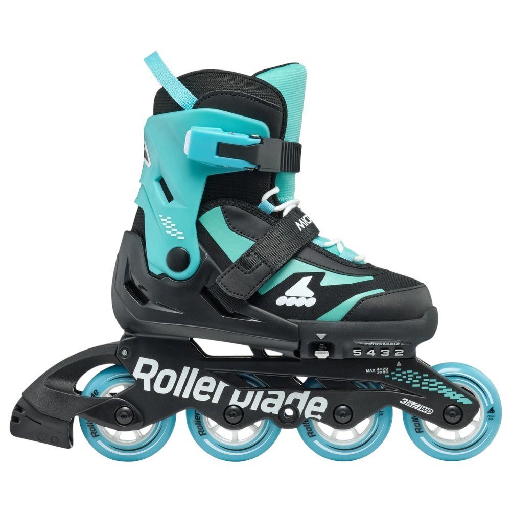 ROLLERBLADE Inlineskates Microblade (Rollen: 72mm/80A, Kugellager: SG3) schwarz/hellblau Kinder