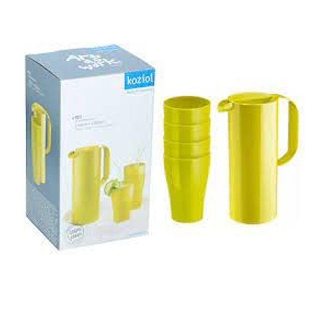 habeig Kanne Kanne Koziol mit Deckel und 4 Bechern - 5 tlg. Set Camping Grün 1,5 L