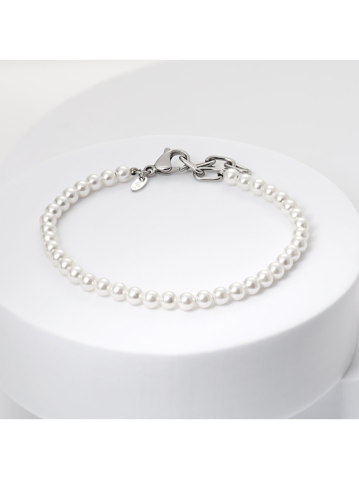 FAVS Armband FAVS Herren-Armband Edelstahl, Perle Muschelkern