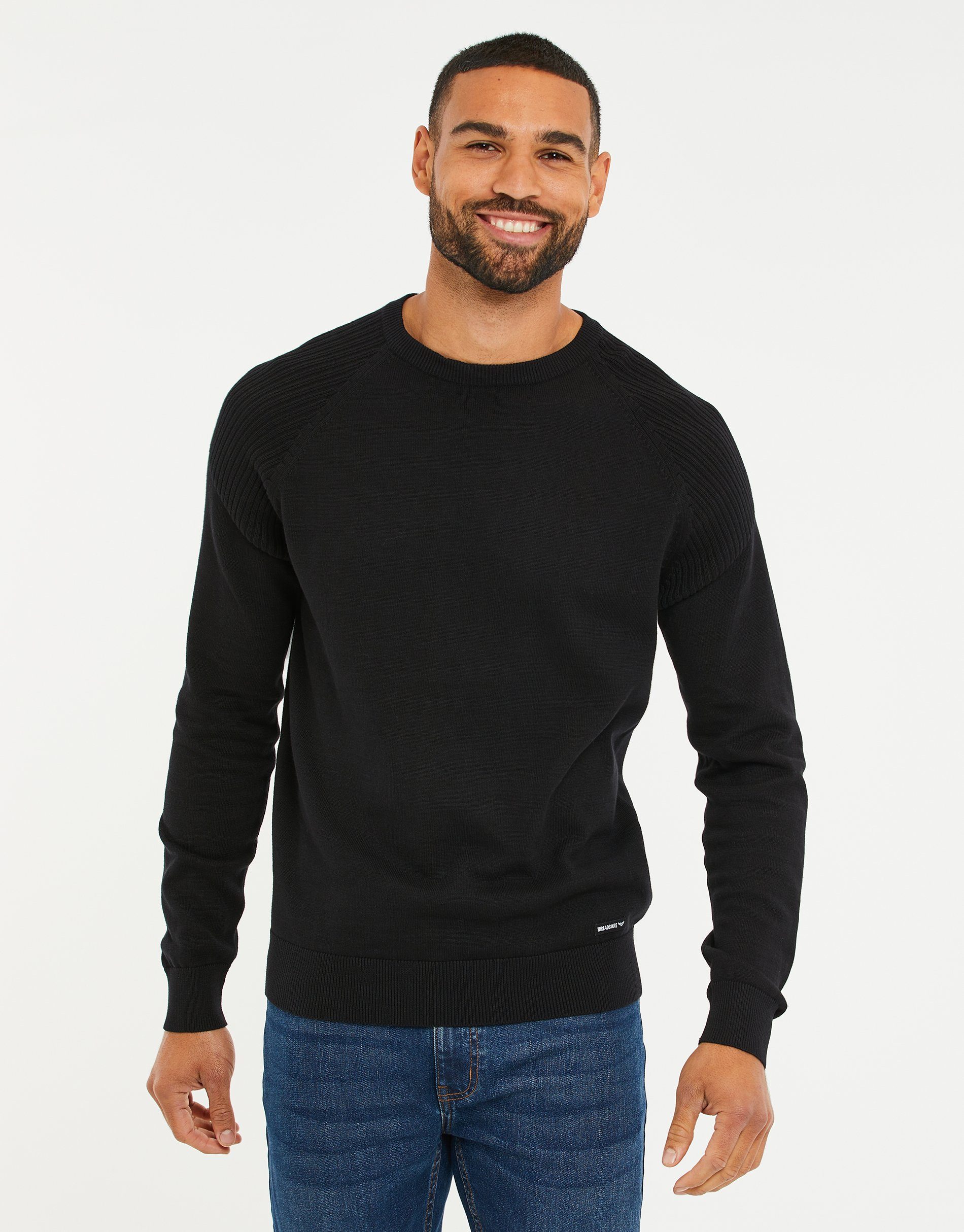Threadbare Sweatshirt THB Jumper Badger schwarz-black