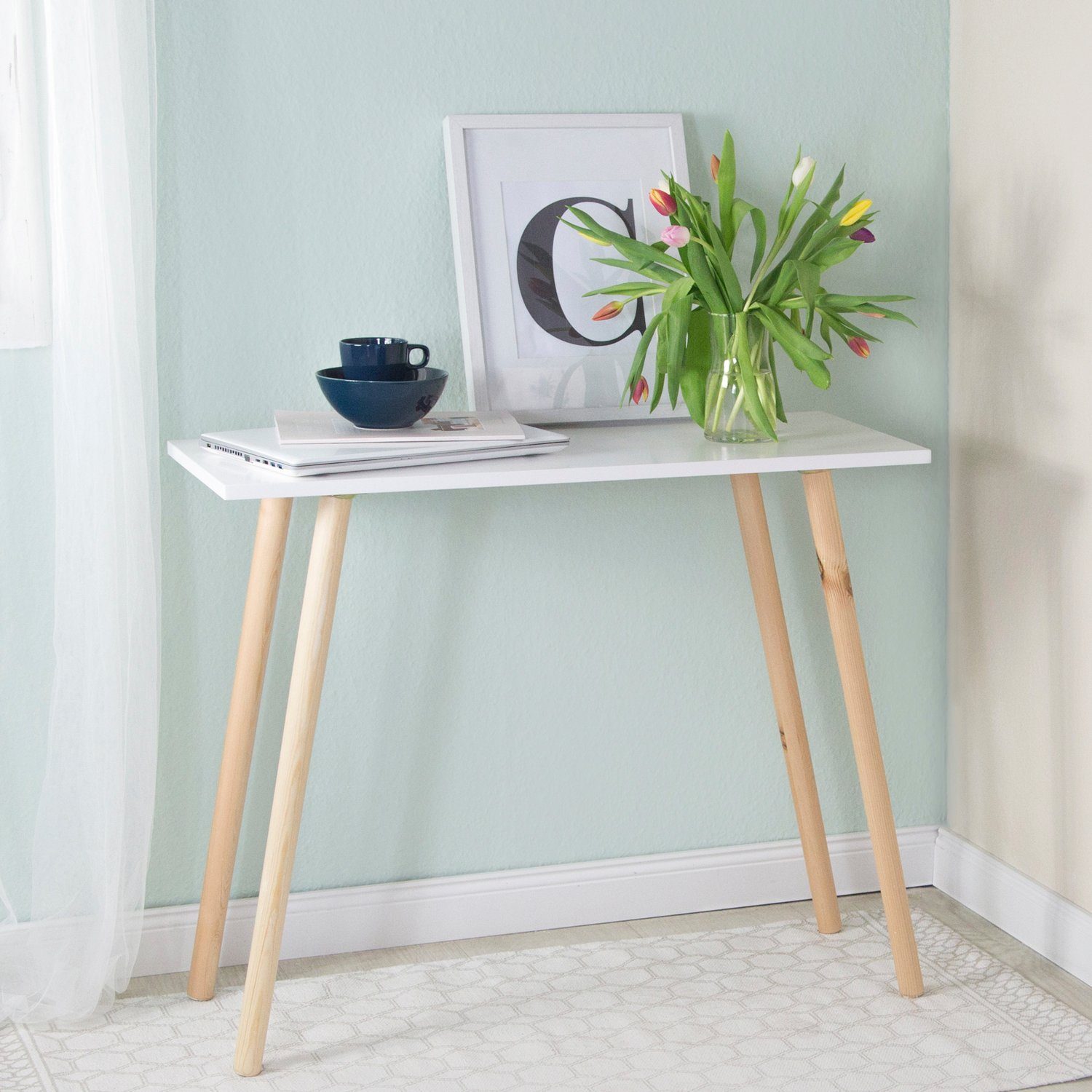 Homestyle4u Konsolentisch Weiß Schreibtisch Wandkonsole schmal günstig online kaufen