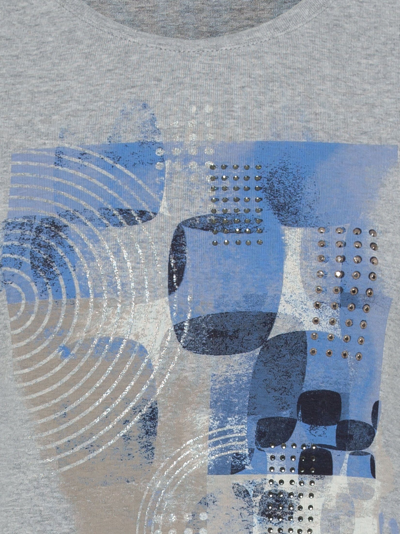 mit Print Edda im Melange Rundhalsshirt Olsen Granite Grey Dekosteinen