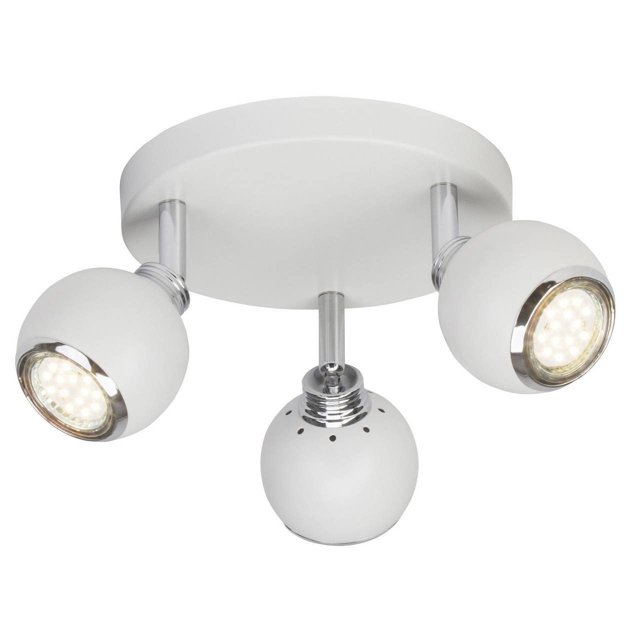 Lampe LED-PAR51, GU10, LED 3flg Brilliant Spotrondell LED 3x 3000K, 3W Deckenleuchte Ina Ina, weiß/chrom