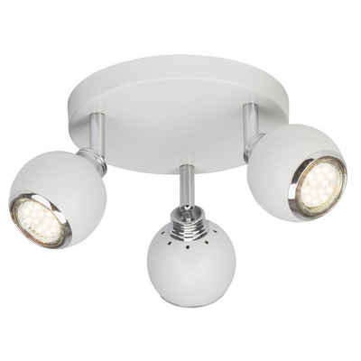 Brilliant Deckenleuchte Ina, 3000K, Lampe Ina LED Spotrondell 3flg weiß/chrom 3x LED-PAR51, GU10, 3W LED