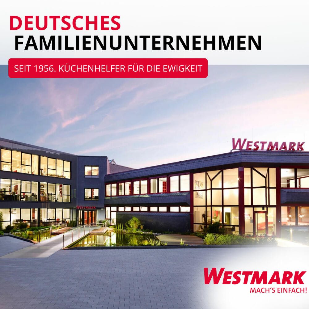 WESTMARK Spiralschneider mit 3 Schneidkegeln und Restehalter, Spiralen, Julienne fein & grob, rostfrei, spülmaschinengeeignet, BPA-frei, platzsparend