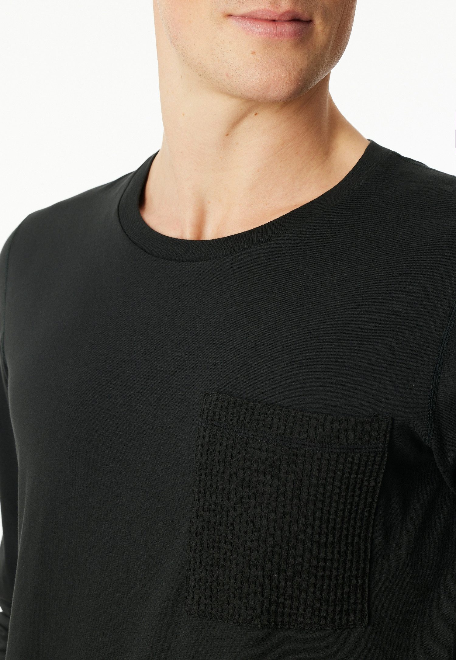 Schiesser Schlafanzug Modern Nightwear (2 tlg) seitliche Taschen, Brusttasche, Langarm, Baumwolle, Single Jersey