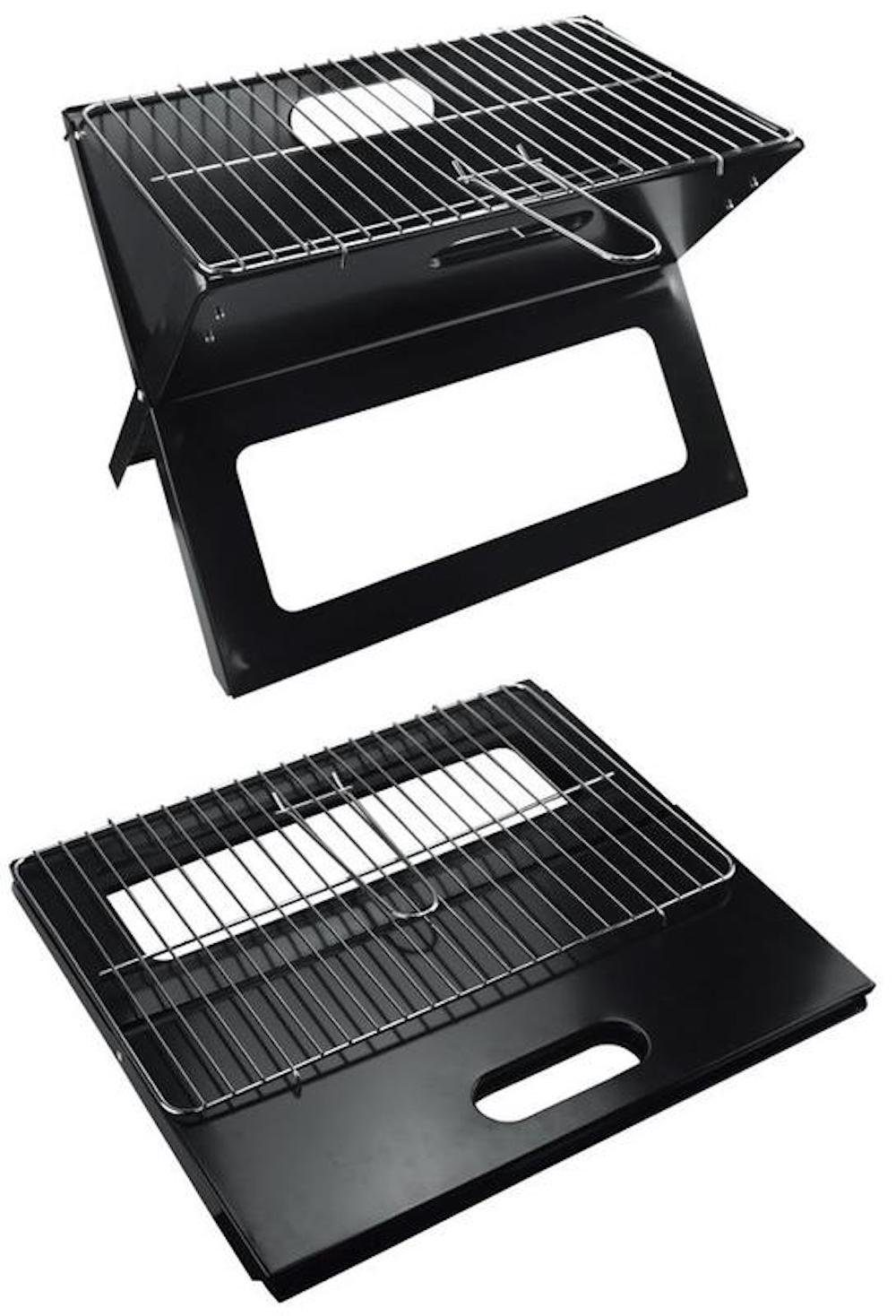 PROREGAL® Holzkohlegrill KLAPP Holzkohlegrill, klappbarer Grill aus rostfreiem Stahl, Grillfl, klappbarer Grill aus rostfreiem Stahl, Grillfläche LxB 44x33cm