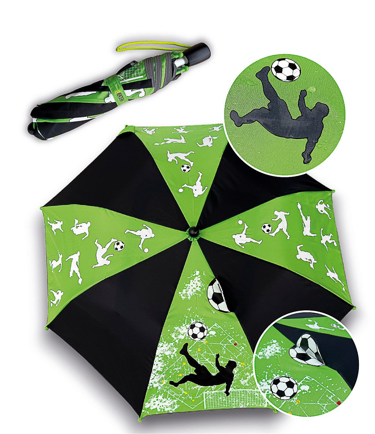 HECKBO Taschenregenschirm Magic Kinder Jungen Mädchen Regenschirm wechselt bei Regen die Farbe, mit Reflektoren an der Seite