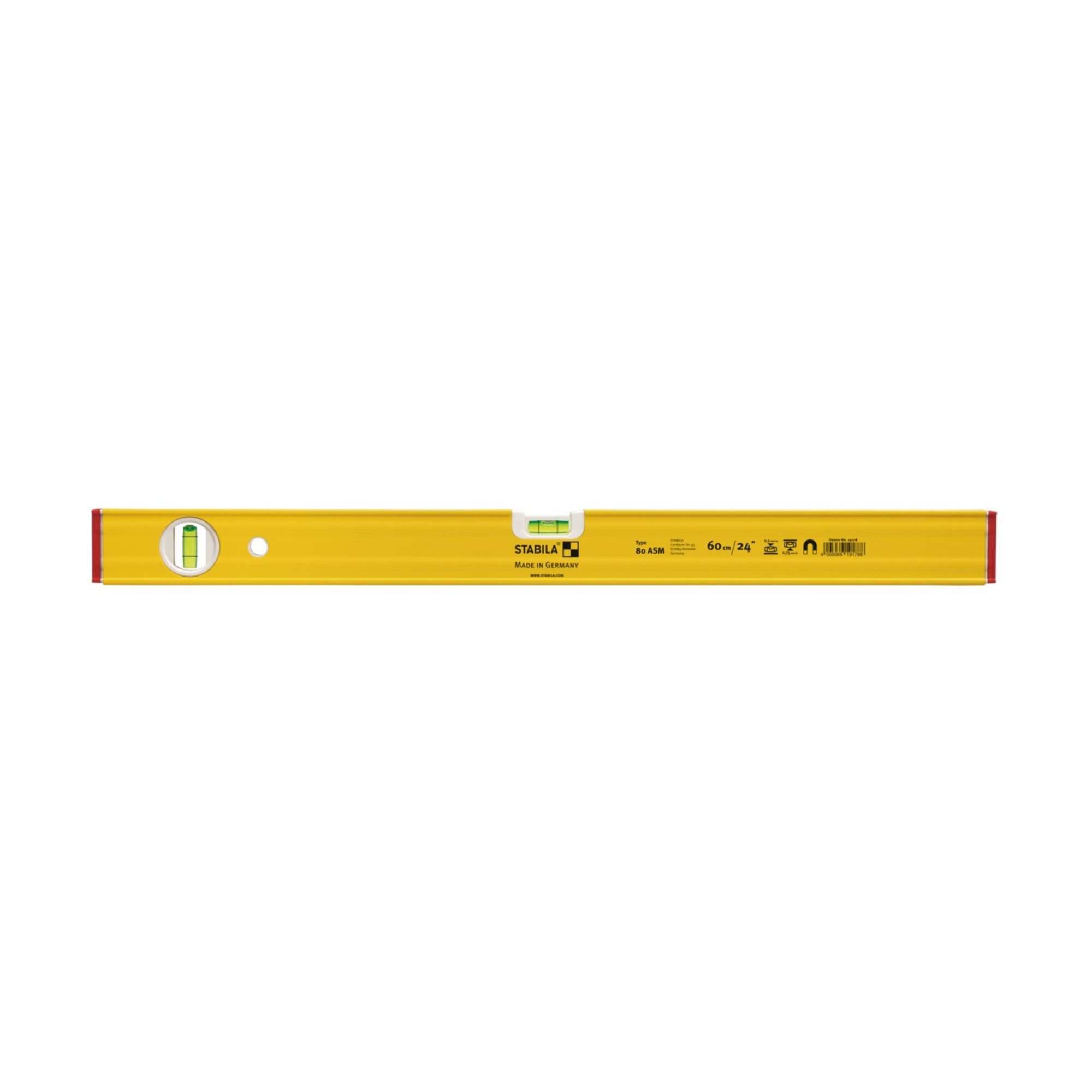 Stabila Wasserwaage STABILA Wasserwaage Type 80 ASM, 80 cm, mit Seltenerd-Magnetsystem