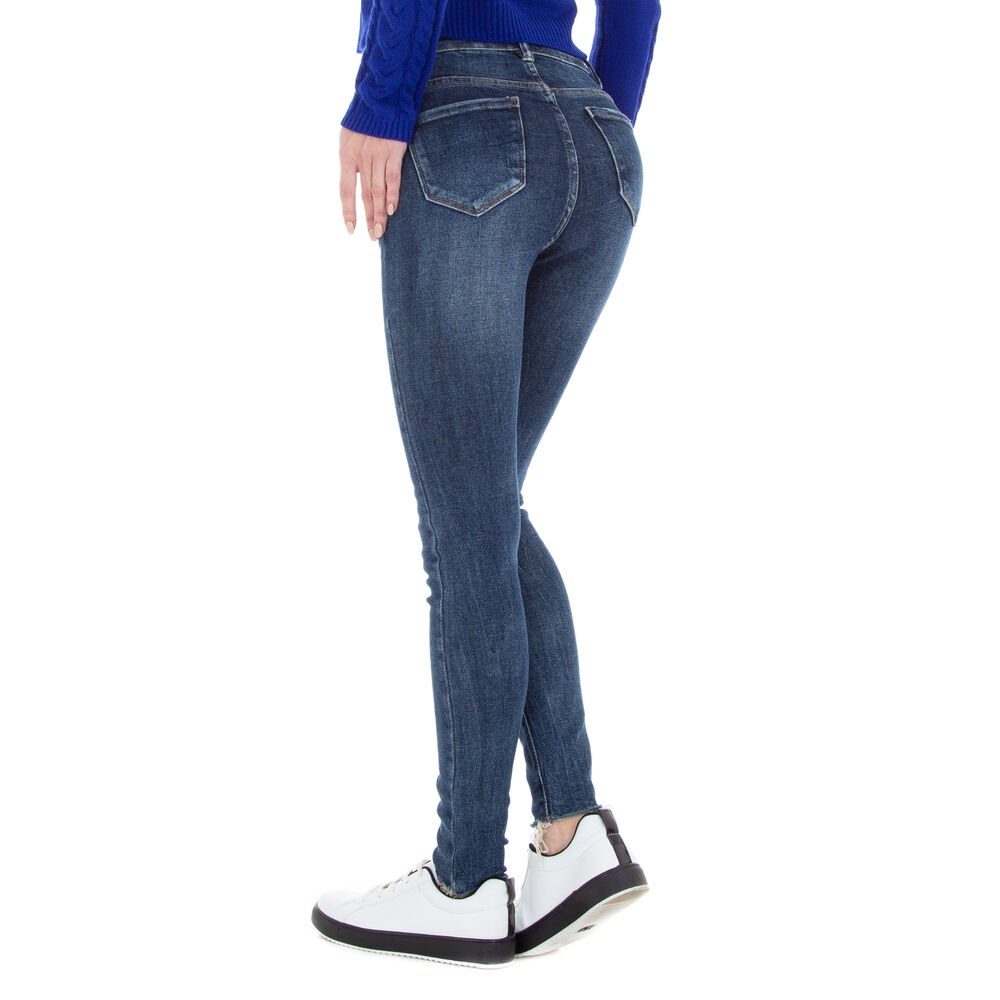 Damen Jeans Ital-Design Skinny-fit-Jeans Damen Freizeit Stretch Jeans in Blau