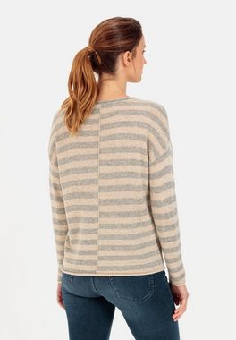 camel active Strickpullover mit Streifenmuster Markenlabel