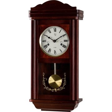 MAXSTORE Pendelwanduhr Mechanische Retro Vintage Uhr Regulator Pendeluhr (Theseus, Mahagoni, 58 x 27,5 x 12,5 cm)