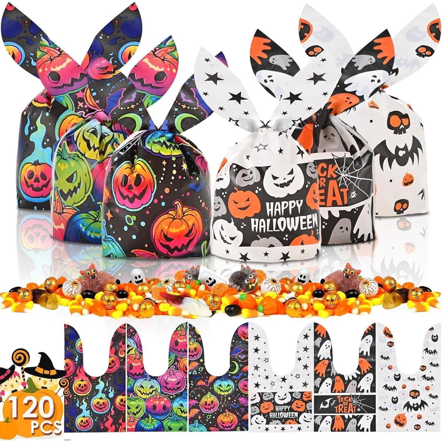 LuxusKollektion Geschenktüten Bonbontüten Halloween Hasenohren 120 Party Deko Kürbis, (120St)