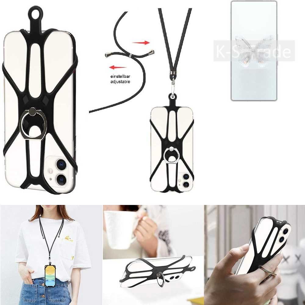 K-S-Trade Handyhülle für REDMAGIC 10 Pro, 3in1 Handykette Handyband Handykordel Halsband Smartphone-Ring
