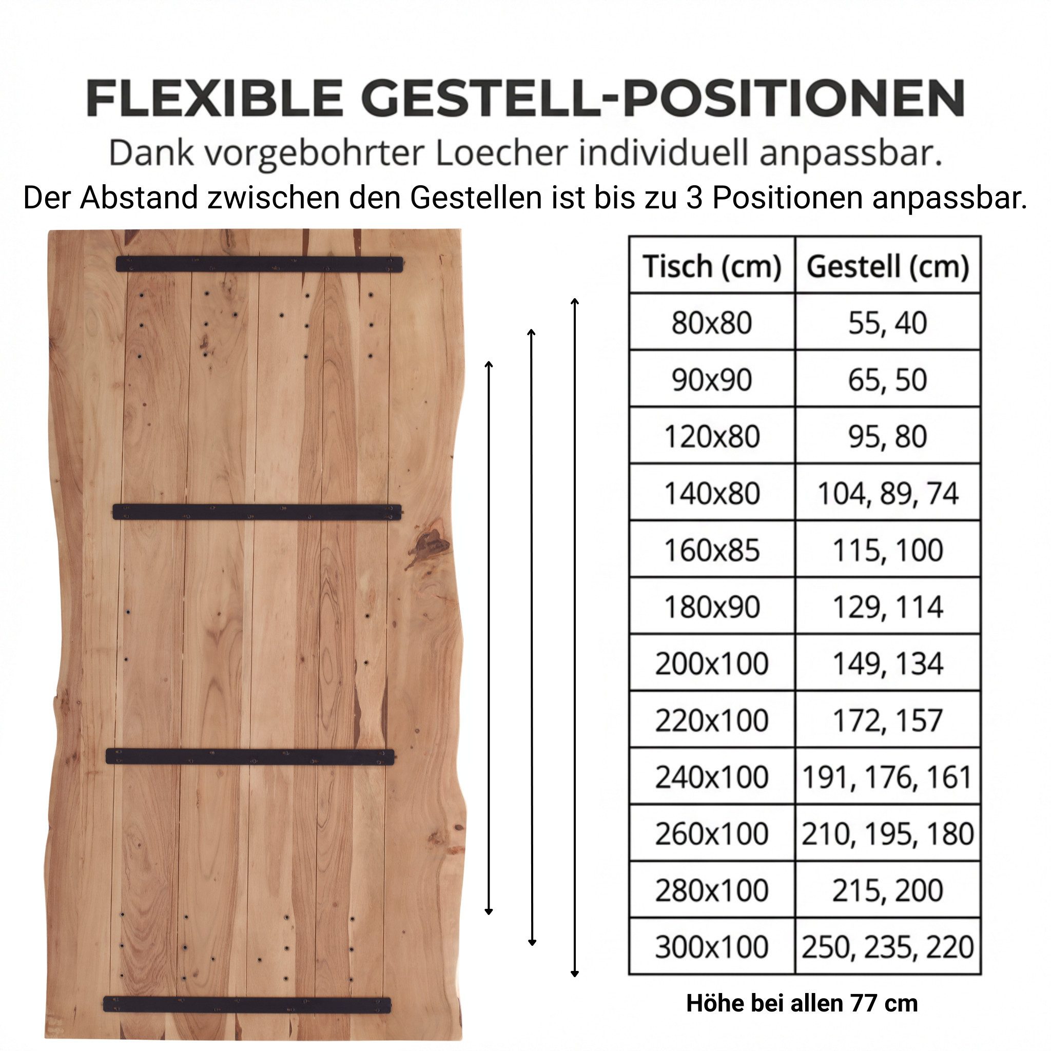 SAM® Baumkantentisch Kapalua, Baumkante, Akazienholz massiv, nussbaumfarben, bis 3 Meter lieferbar