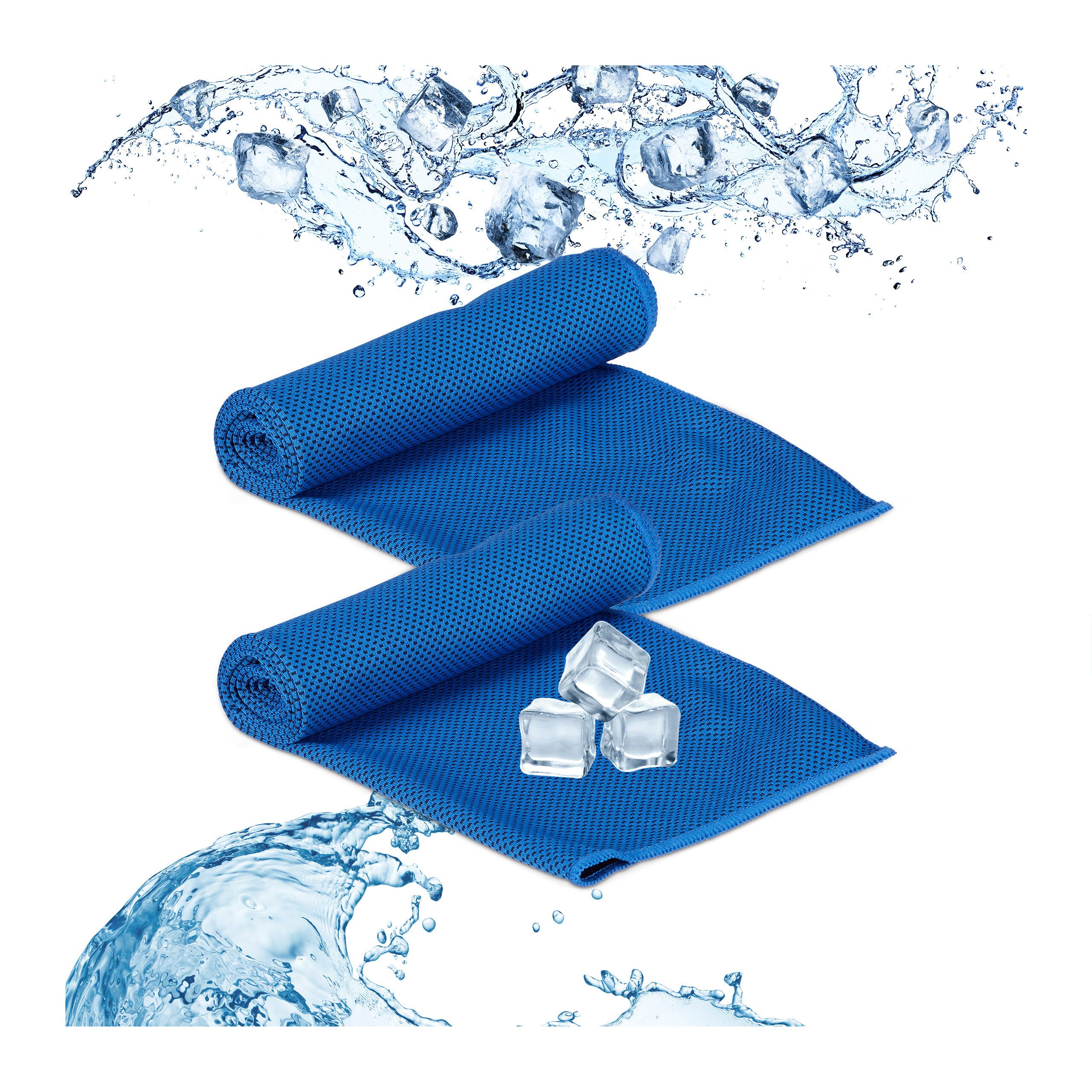 relaxdays Sporthandtuch 4x Kühlendes Handtuch in Blau