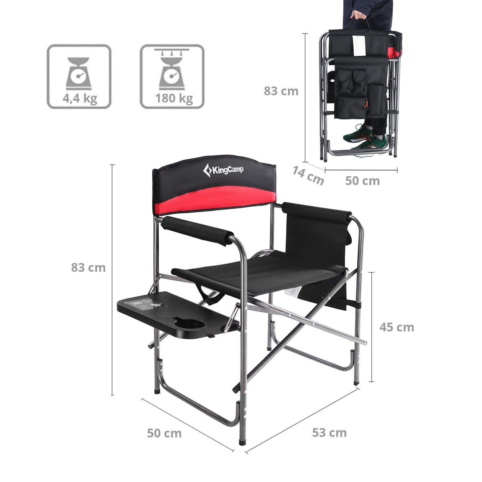 KingCamp Campinghocker Campingstuhl Director Chair - Regie Stuhl XL Campi