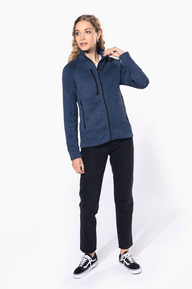 Kariban Outdoorjacke Damen-Weste mit Reißverschluss, aus Chiné