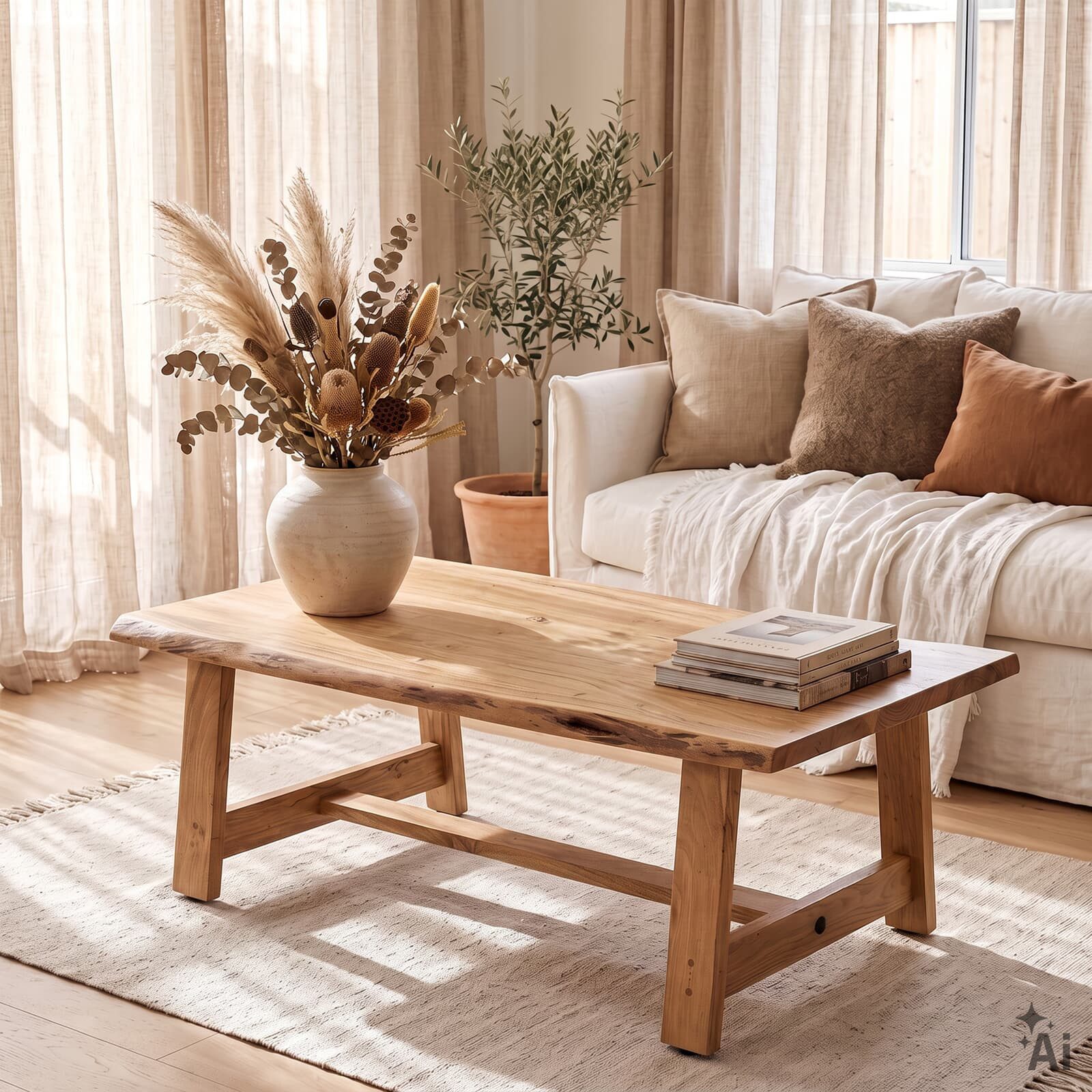 IDIMEX Couchtisch RAHUL, Wohnzimmertisch 120x80 cm mit Baumkante aus Akazien Massivholz Natur