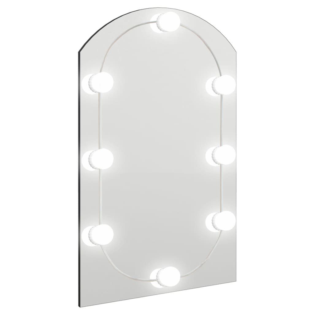 furnicato Wandspiegel Spiegel Bogenförmig mit cm 60x40 LED-Leuchten Glas