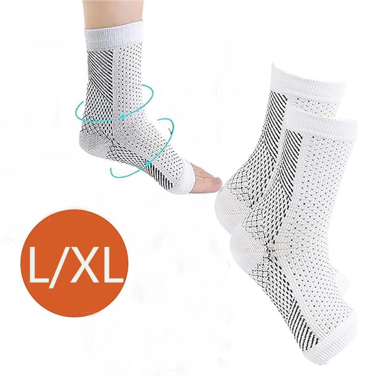 feinlux Kompressionsstrümpfe Kompressionsstrümpfe Kompressionssocken Gegen Krampfadern (Packung, elastische Kompressionssocken für den Knöchel für Sport und Yoga) Geeignet für alle Aktivitäten, bei denen der Knöchel bewegt wird.