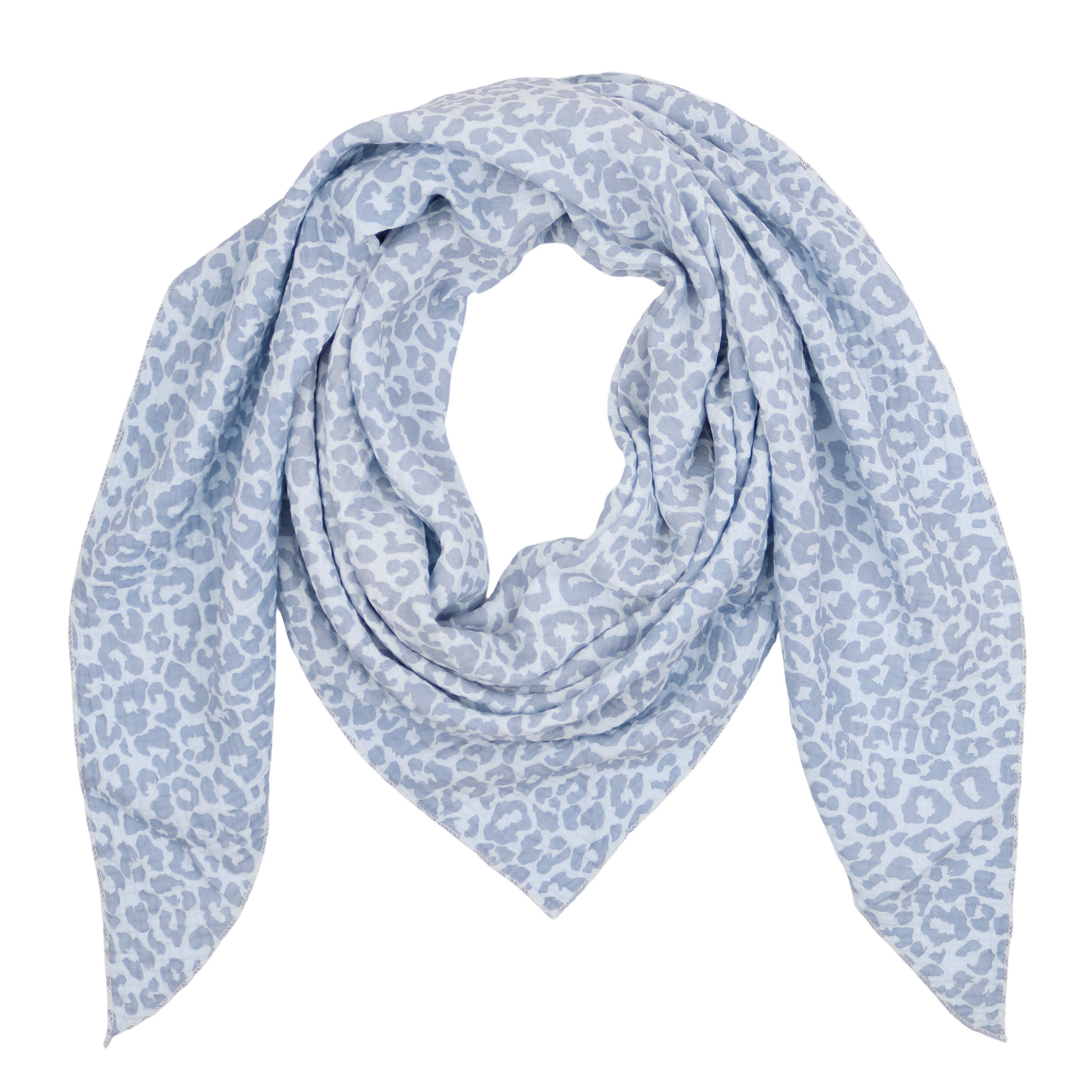 MIRROSI Dreieckstuch Aus Musellin Dreiecksschal ca.195x80 cm, Made in Italy, (leicht, ideal für das ganze Jahr, 100% Baumwolle), in tollen Farben (Leo Muster)